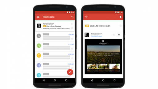 Реклама приложения в Gmail